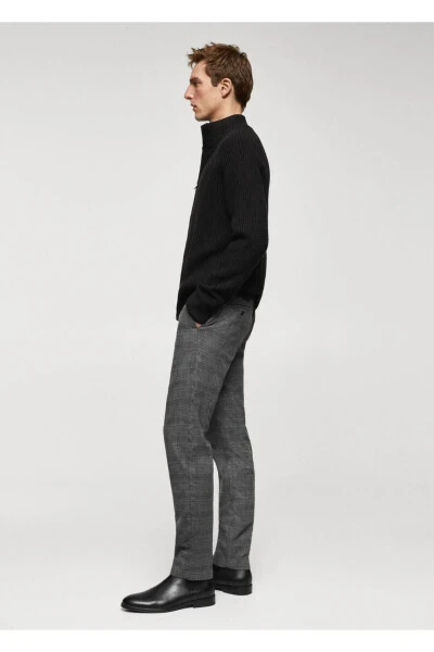 Хлопковые брюки в клетку с зауженным кроем - 8