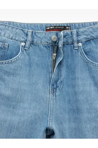 Хлопковые Нормальная Посадка Карманы Детали Винтаж Прямые Фи - 8