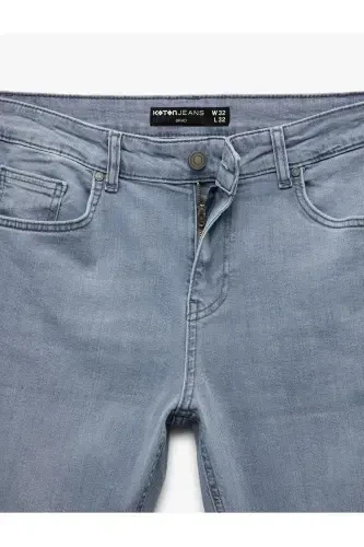 Хлопковые Нормальная Талия Slim Fit Джинсы - Brad J - 8