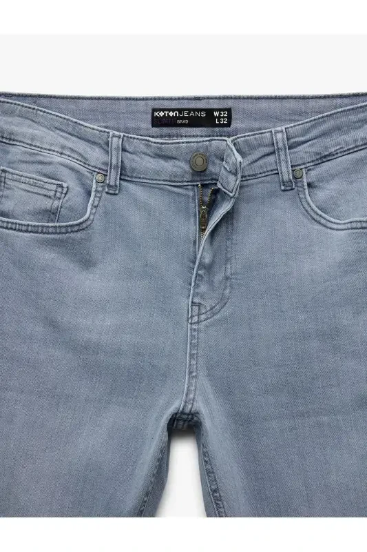 Хлопковые Нормальная Талия Slim Fit Джинсы - Brad J - 8