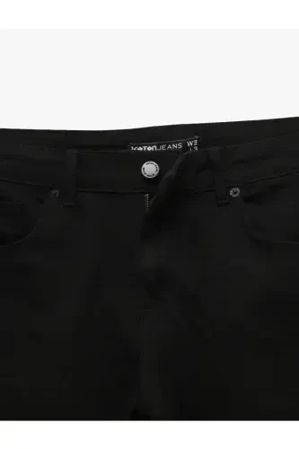 Хлопковые Skinny Fit - Michael Jean Черные Мужские Джинсы - 6