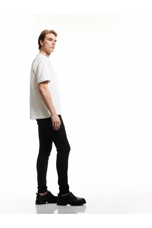 Хлопковые Skinny Fit - Michael Jean Черные Мужские Джинсы - 2