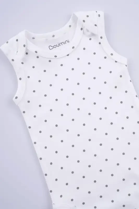 Хлопковый Боди-майка для малышей с кнопками, серый в горошек - Серый в горошек - BOUMINI