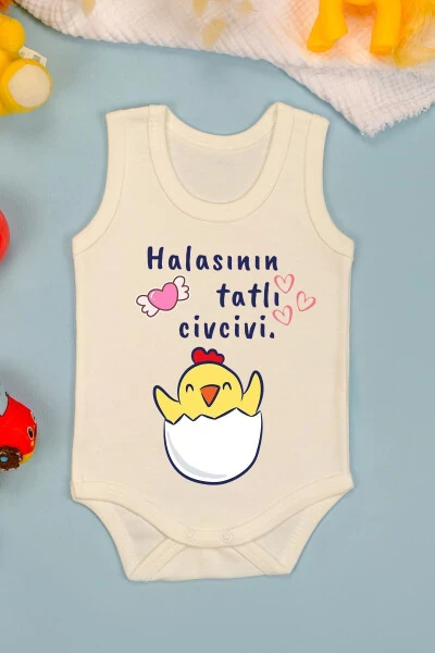 Pamuklu Halasının Tatlı Civcivi Baskılı Çıtçıt Bod - BEBETOSPIK