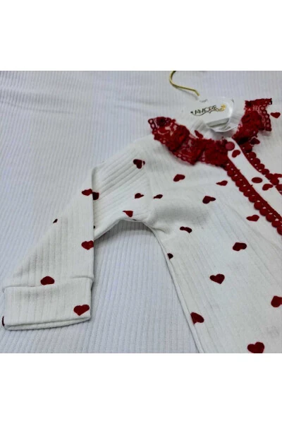 Хлопковый детский костюм и шапочка Sundan Amore Baby с кружевной отделкой. - 6