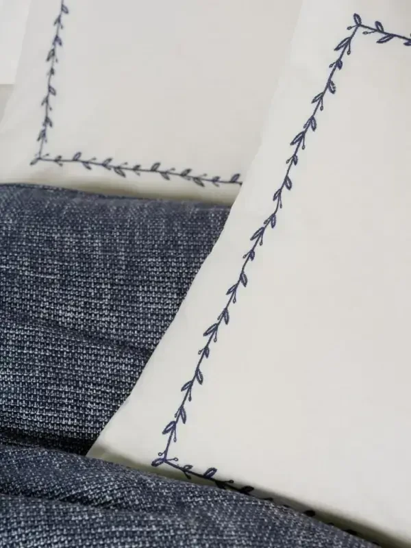 Хлопковый комплект покрывала/одеяла Cotton Box Embrova Chenille, двуспальный, Loom, темно-синий. - 2