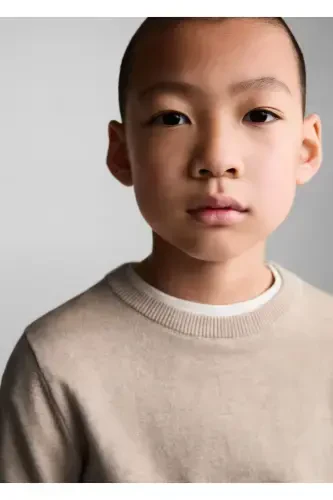 Хлопковый Трикотажный Свитер - Песочный Беж - 6