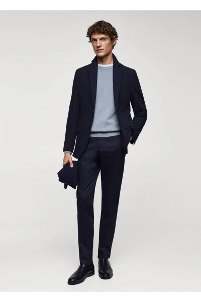 Хлопковый удлиненный блейзер с тонкой структурой - MANGO MAN (1)