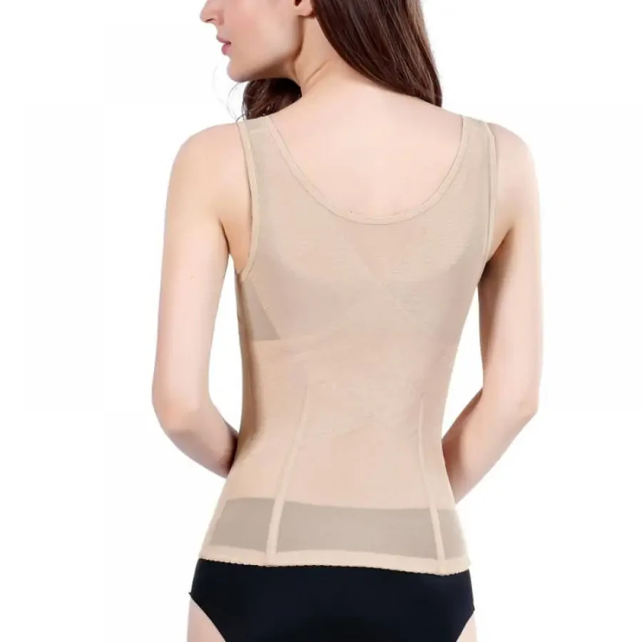 Xmarks Waist Trainer Vest for Women, Zipper Corset Body Shaper for Tummy Control Neoprene Cincher Tank Top with Straps, Skin, M - 6