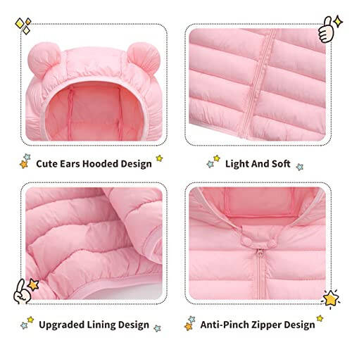 XMWEALTHY Baby Boys Girls Winter Coats Toddler Bear Hoods Down Jacket Infant Kids Light Puffer Padded Outwear 6M-3T - 5