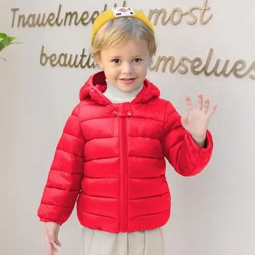 XMWEALTHY Baby Boys Girls Winter Coats Toddler Bear Hoods Down Jacket Infant Kids Light Puffer Padded Outwear 6M-3T - 2