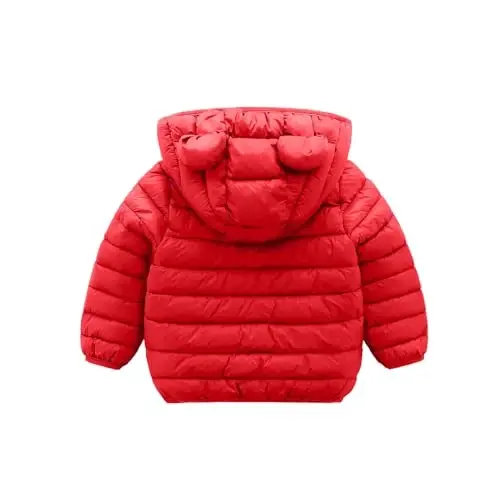 XMWEALTHY Baby Boys Girls Winter Coats Toddler Bear Hoods Down Jacket Infant Kids Light Puffer Padded Outwear 6M-3T - 4