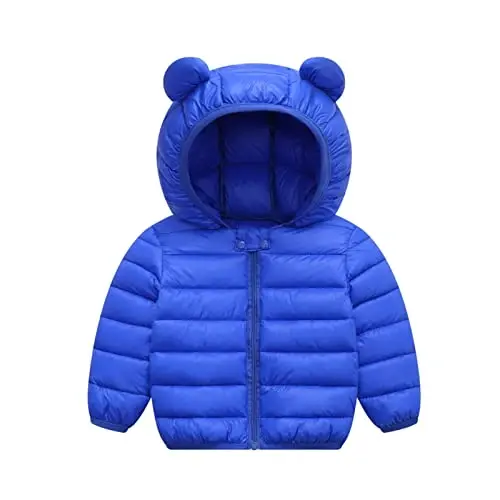 XMWEALTHY Baby Boys Girls Winter Coats Toddler Bear Hoods Down Jacket Infant Kids Light Puffer Padded Outwear 6M-3T - XMWEALTHY