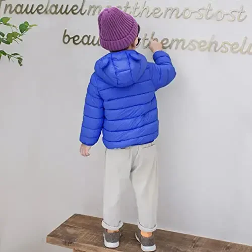 XMWEALTHY Baby Boys Girls Winter Coats Toddler Bear Hoods Down Jacket Infant Kids Light Puffer Padded Outwear 6M-3T - 6