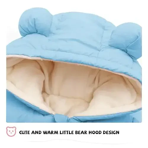 XMWEALTHY Baby Clothes Cute Infant Toddler Snowsuit Warm Newborn Boy Girl Winter Coats Hooded Zip Jumpsuit - 3