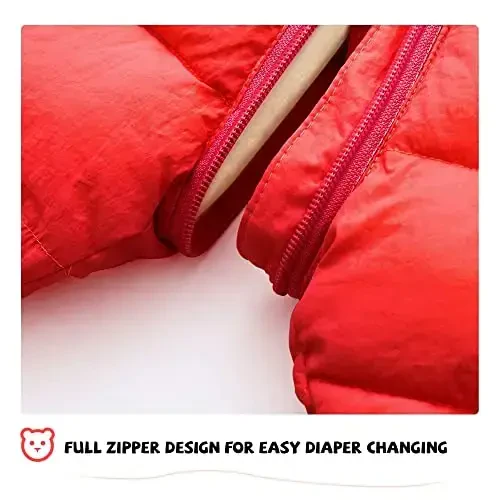 XMWEALTHY Baby Clothes Cute Infant Toddler Snowsuit Warm Newborn Boy Girl Winter Coats Hooded Zip Jumpsuit - 5