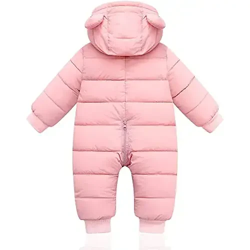 XMWEALTHY Baby Clothes Cute Infant Toddler Snowsuit Warm Newborn Boy Girl Winter Coats Hooded Zip Jumpsuit - 2
