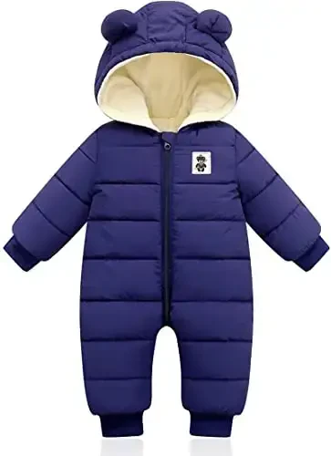 XMWEALTHY Baby Clothes Cute Infant Toddler Snowsuit Warm Newborn Boy Girl Winter Coats Hooded Zip Jumpsuit - XMWEALTHY