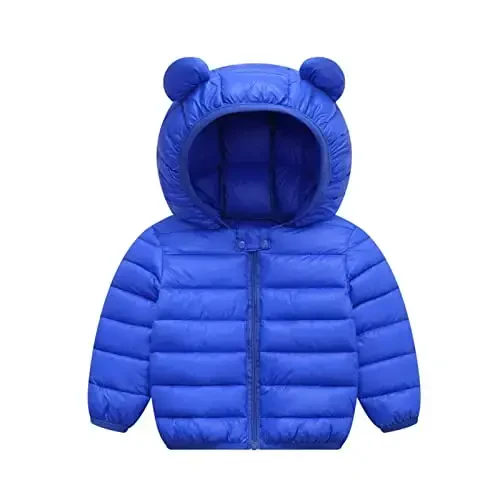 XMWEALTHY Baby Boys Girls Winter Coats Toddler Bear Hoods Down Jacket Infant Kids Light Puffer Padded Outwear 6M-3T 
