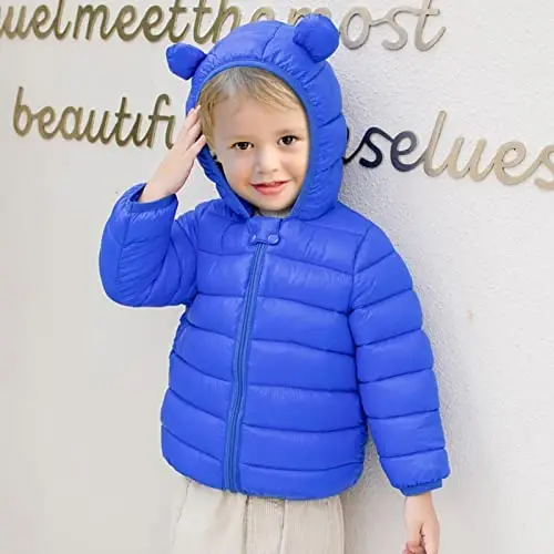 XMWEALTHY Baby Boys Girls Winter Coats Toddler Bear Hoods Down Jacket Infant Kids Light Puffer Padded Outwear 6M-3T - 4