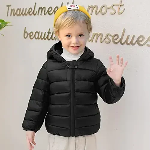 XMWEALTHY Baby Boys Girls Winter Coats Toddler Bear Hoods Down Jacket Infant Kids Light Puffer Padded Outwear 6M-3T - 3