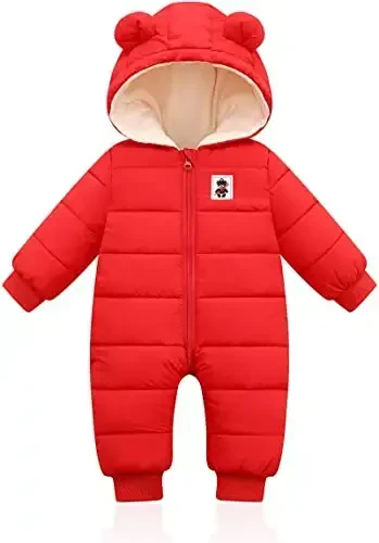 XMWEALTHY Baby Clothes Cute Infant Toddler Snowsuit Warm Newborn Boy Girl Winter Coats Hooded Zip Jumpsuit 