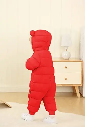 XMWEALTHY Baby Clothes Cute Infant Toddler Snowsuit Warm Newborn Boy Girl Winter Coats Hooded Zip Jumpsuit - 2