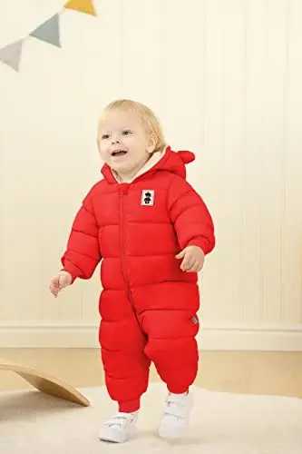 XMWEALTHY Baby Clothes Cute Infant Toddler Snowsuit Warm Newborn Boy Girl Winter Coats Hooded Zip Jumpsuit - 3
