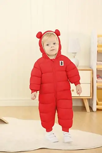 XMWEALTHY Baby Clothes Cute Infant Toddler Snowsuit Warm Newborn Boy Girl Winter Coats Hooded Zip Jumpsuit - 4