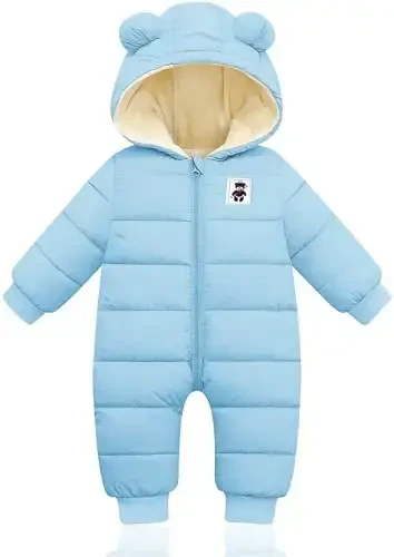 XMWEALTHY Baby Clothes Cute Infant Toddler Snowsuit Warm Newborn Boy Girl Winter Coats Hooded Zip Jumpsuit - XMWEALTHY