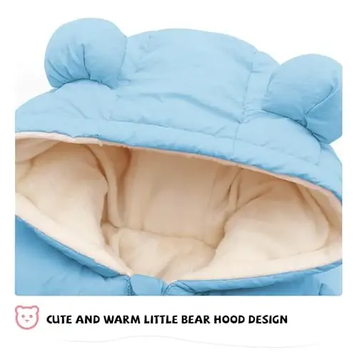 XMWEALTHY Baby Clothes Cute Infant Toddler Snowsuit Warm Newborn Boy Girl Winter Coats Hooded Zip Jumpsuit - 3