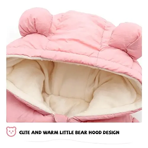 XMWEALTHY Baby Clothes Cute Infant Toddler Snowsuit Warm Newborn Boy Girl Winter Coats Hooded Zip Jumpsuit - 3