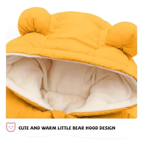 XMWEALTHY Baby Clothes Cute Infant Toddler Snowsuit Warm Newborn Boy Girl Winter Coats Hooded Zip Jumpsuit - 3