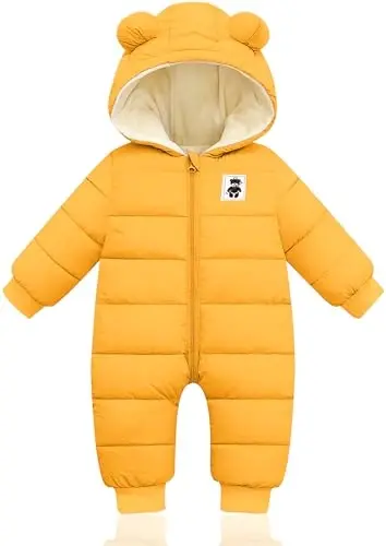 XMWEALTHY Baby Clothes Cute Infant Toddler Snowsuit Warm Newborn Boy Girl Winter Coats Hooded Zip Jumpsuit - 1