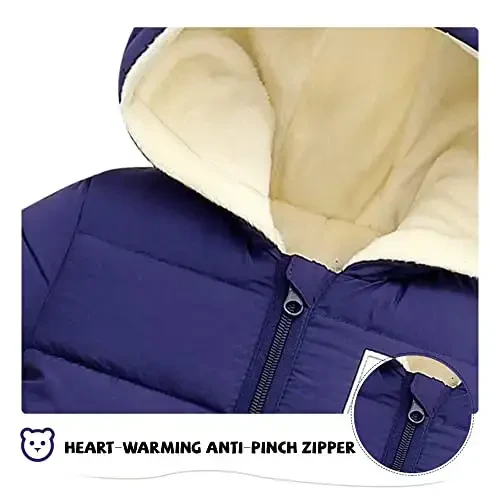 XMWEALTHY Baby Clothes Cute Infant Toddler Snowsuit Warm Newborn Boy Girl Winter Coats Hooded Zip Jumpsuit - 4