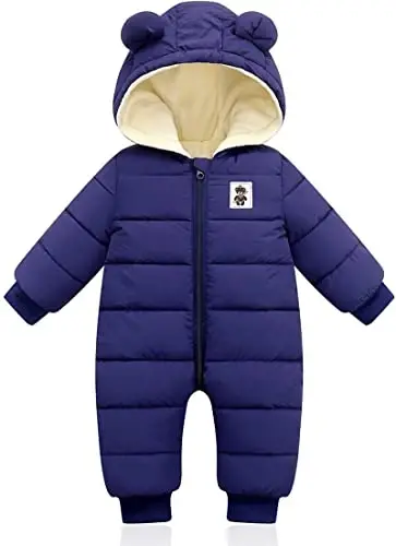 XMWEALTHY Baby Clothes Cute Infant Toddler Snowsuit Warm Newborn Boy Girl Winter Coats Hooded Zip Jumpsuit - 1