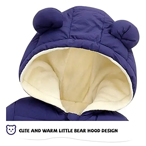 XMWEALTHY Baby Clothes Cute Infant Toddler Snowsuit Warm Newborn Boy Girl Winter Coats Hooded Zip Jumpsuit - 3
