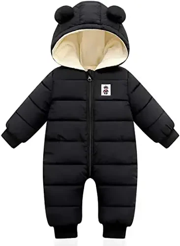 XMWEALTHY Baby Clothes Cute Infant Toddler Snowsuit Warm Newborn Boy Girl Winter Coats Hooded Zip Jumpsuit 
