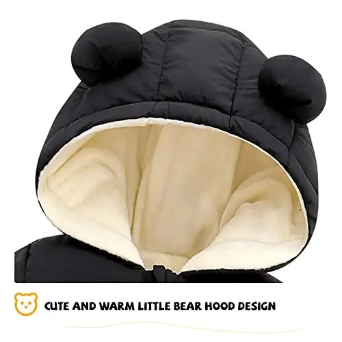XMWEALTHY Baby Clothes Cute Infant Toddler Snowsuit Warm Newborn Boy Girl Winter Coats Hooded Zip Jumpsuit - 3