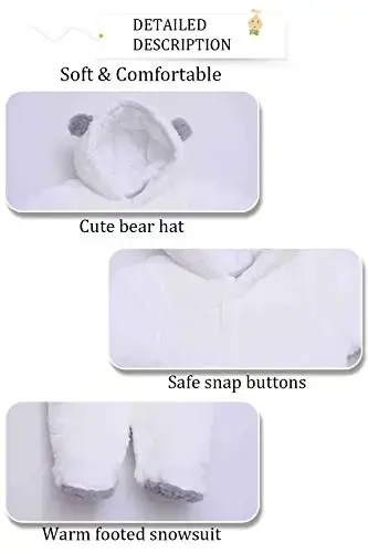 XMWEALTHY Unisex Baby Clothes Winter Coats Cute Newborn Infant Jumpsuit Snowsuit Bodysuits Registry for Baby Essentials Stuff - 5