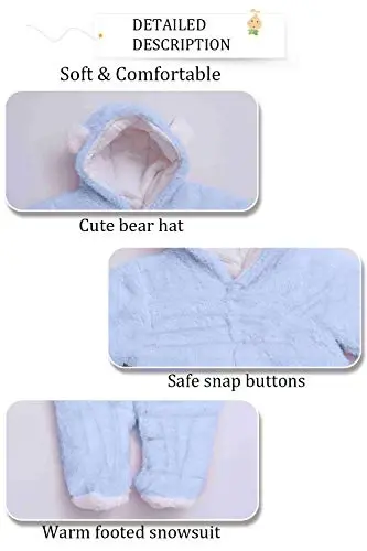 XMWEALTHY Unisex Baby Clothes Winter Coats Cute Newborn Infant Jumpsuit Snowsuit Bodysuits Registry for Baby Essentials Stuff - 5