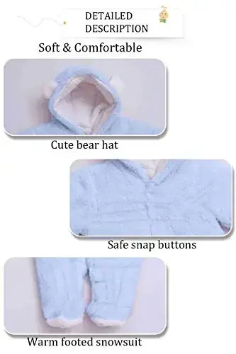 XMWEALTHY Unisex Baby Clothes Winter Coats Cute Newborn Infant Jumpsuit Snowsuit Bodysuits Registry for Baby Essentials Stuff - 5
