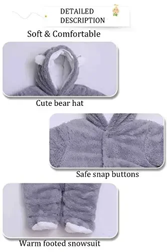 XMWEALTHY Unisex Baby Clothes Winter Coats Cute Newborn Infant Jumpsuit Snowsuit Bodysuits Registry for Baby Essentials Stuff - 5
