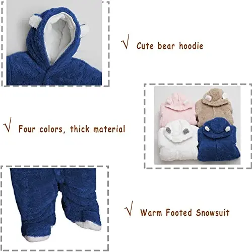 XMWEALTHY Unisex Chaqaloqlar Kiyimi Qishki Palto Yoqimli Yangi Tug'ilgan Chaqaloqlar uchun Kombinezon Qor Kostyumi Bodysuitlar Chaqaloq uchun Zarur narsalar Ro'yxati - 3