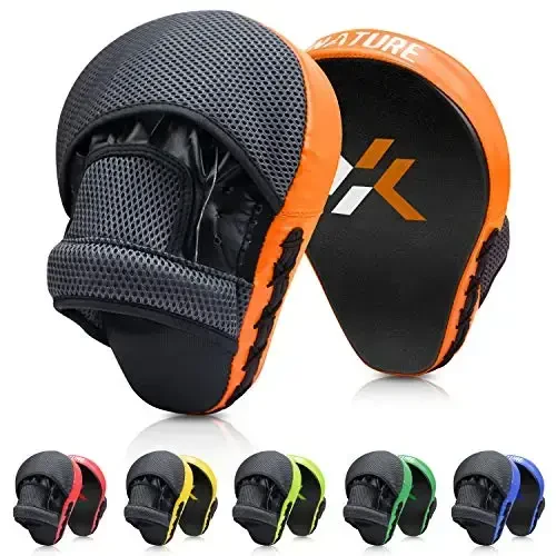 Xnature Curved Boxing MMA Punching Mitts Boxing Pads Hook & Jab Pads MMA Target Focus Punching Mitts Thai Strike Kick Shield a Pair 