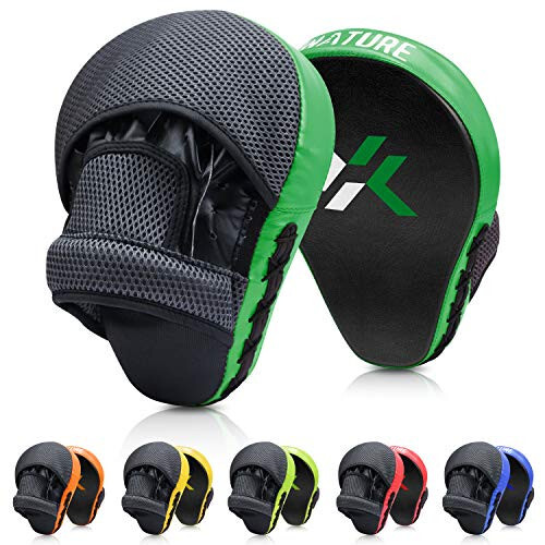 Xnature Essential Curved Boxing MMA Punching Mitts Boxing Pads Hook & Jab Pads MMA Target Focus Punching Mitts Thai Strike Kick Shield - 1