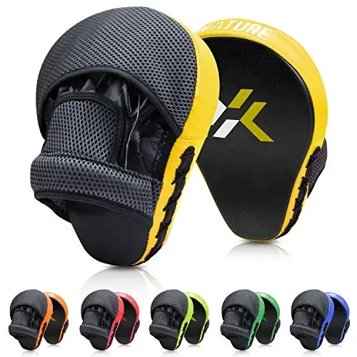 Xnature Curved Boxing MMA Punching Mitts Boxing Pads Hook & Jab Pads MMA Target Focus Punching Mitts Thai Strike Kick Shield a Pair - 1