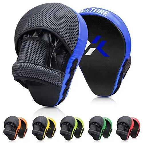 Xnature Curved Boxing MMA Punching Mitts Boxing Pads Hook & Jab Pads MMA Target Focus Punching Mitts Thai Strike Kick Shield a Pair - 1