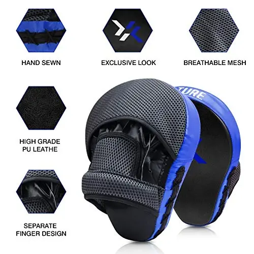 Xnature Curved Boxing MMA Punching Mitts Boxing Pads Hook & Jab Pads MMA Target Focus Punching Mitts Thai Strike Kick Shield a Pair - 3
