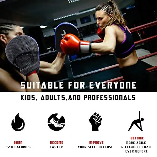 Xnature Curved Boxing MMA Punching Mitts Boxing Pads Hook & Jab Pads MMA Target Focus Punching Mitts Thai Strike Kick Shield a Pair - 4